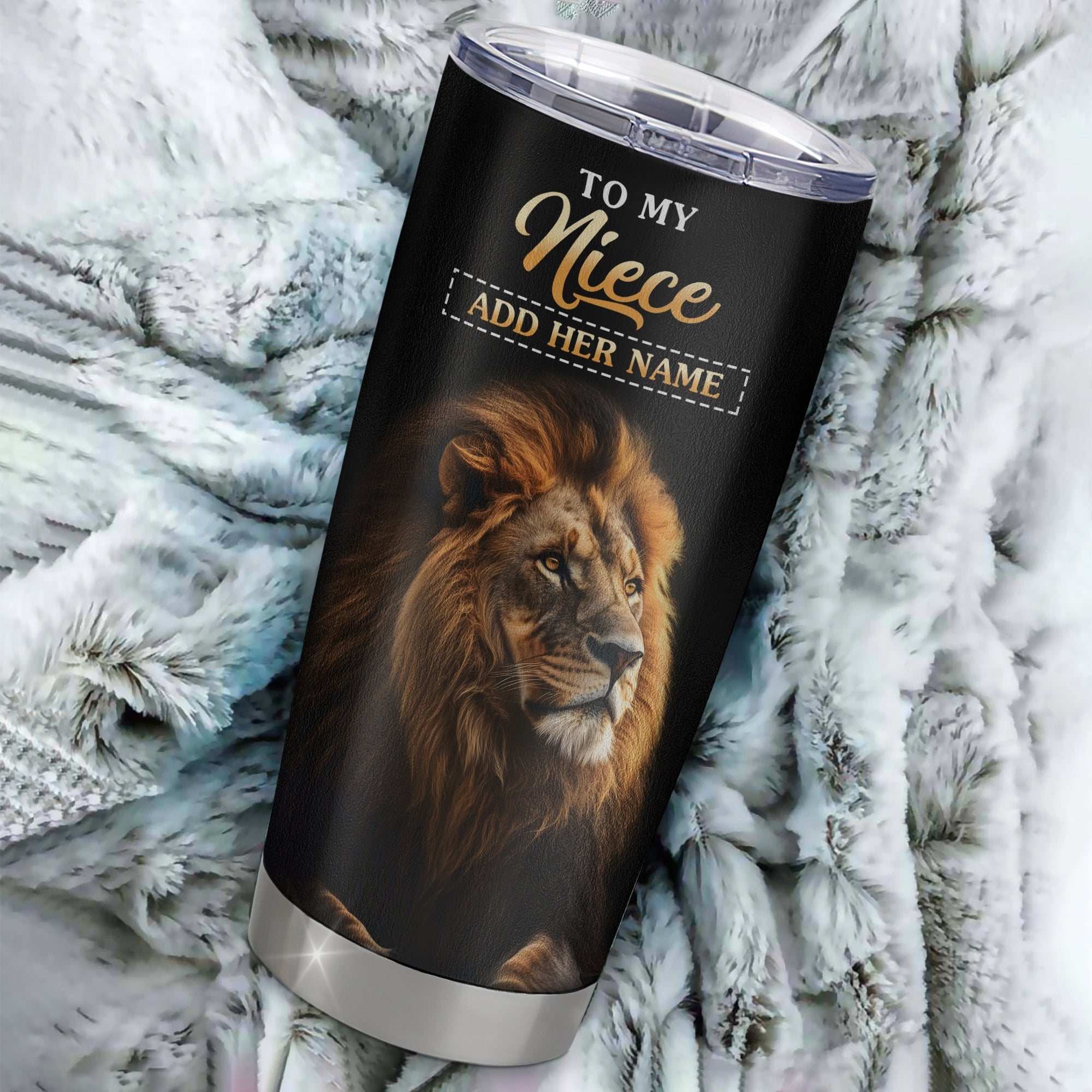 Personalized To My Niece Gifts From Aunt Uncle Auntie Tumbler Old Lion Love You Niece Birthday Gifts Graduation Christmas Custom Stainless Steel Cup Travel Mug | teecentury