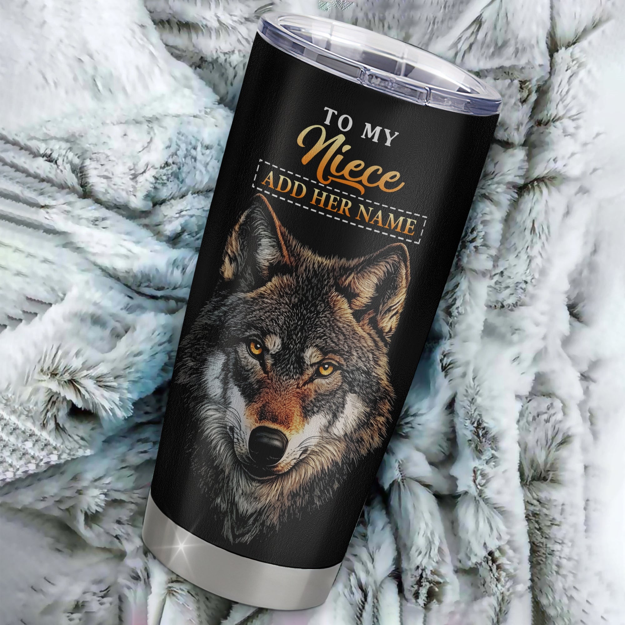 Personalized To My Niece Gifts From Aunt Uncle Auntie Tumbler Old Wolf Love You Niece Birthday Gifts Graduation Christmas Custom Stainless Steel Cup Travel Mug | teecentury