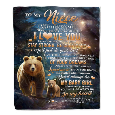 Personalized To My Niece Gifts From Aunt Uncle Blanket Bear Never Forget How Much I Love You Niece Birthday Graduation Christmas Customized Fleece Blanket | teecentury