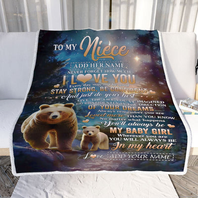 Personalized To My Niece Gifts From Aunt Uncle Blanket Bear Never Forget How Much I Love You Niece Birthday Graduation Christmas Customized Fleece Blanket | teecentury