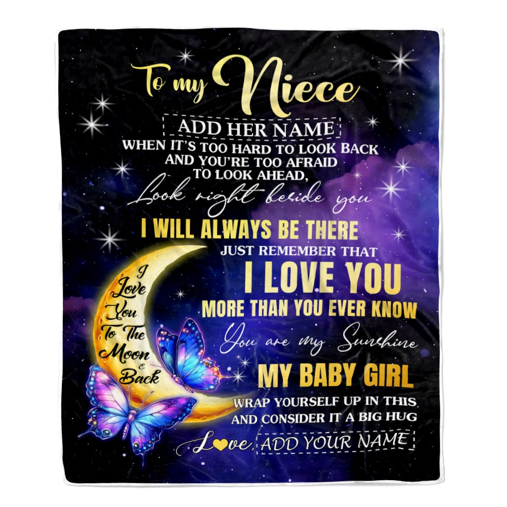 Personalized To My Niece Gifts From Aunt Uncle Blanket Butterfly I Love You Valentines Gifts For Niece Birthday Christmas Graduation Custom Fleece Blanket | teecentury