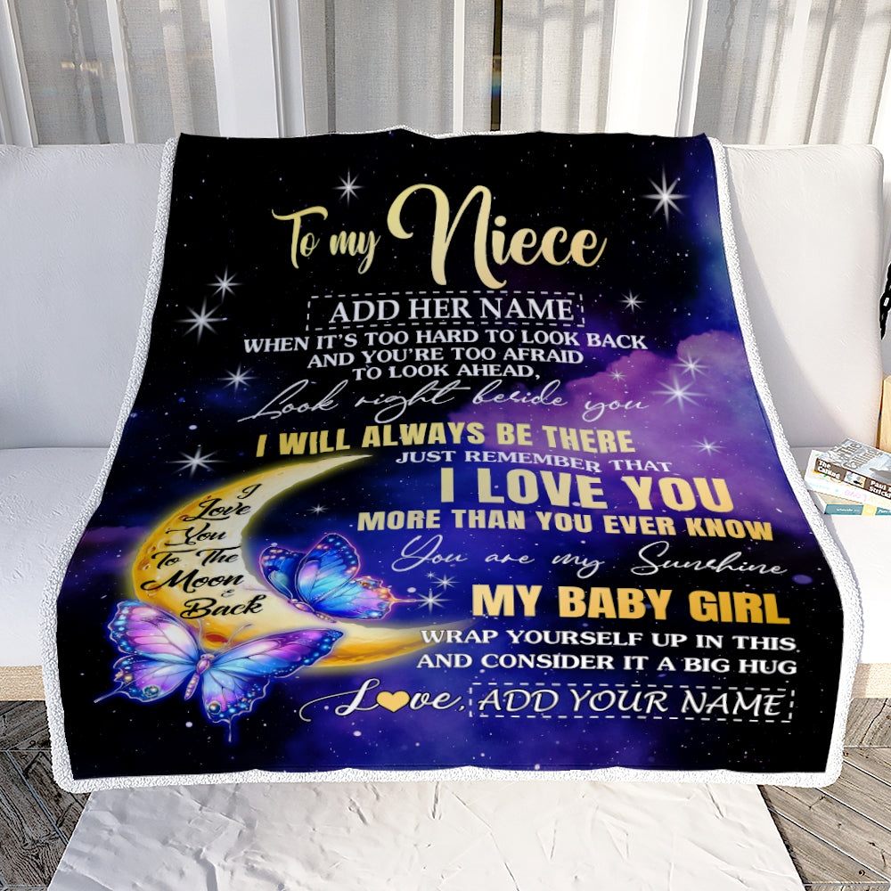 Personalized To My Niece Gifts From Aunt Uncle Blanket Butterfly I Love You Valentines Gifts For Niece Birthday Christmas Graduation Custom Fleece Blanket | teecentury