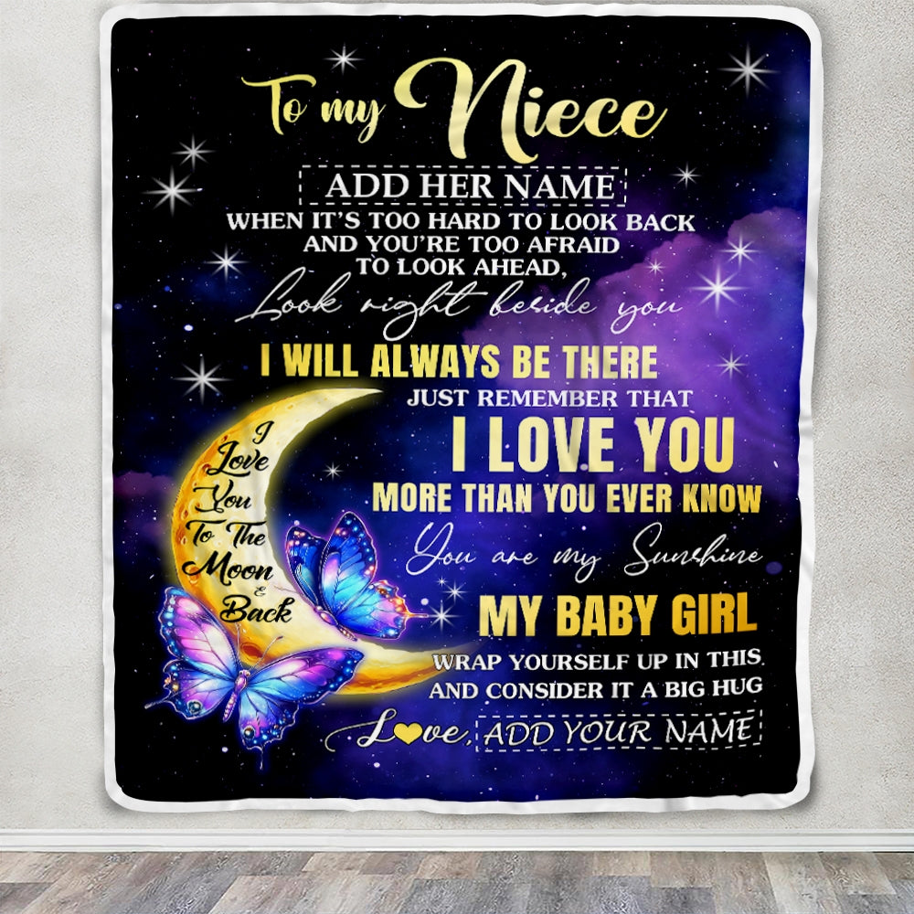 Personalized To My Niece Gifts From Aunt Uncle Blanket Butterfly I Love You Valentines Gifts For Niece Birthday Christmas Graduation Custom Fleece Blanket | teecentury