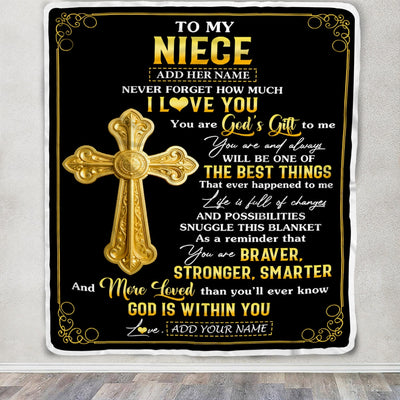 Personalized To My Niece Gifts From Aunt Uncle Blanket Christian God Is With You Gifts For Niece Birthday Present Graduation Christmas Custom Fleece Blanket | teecentury