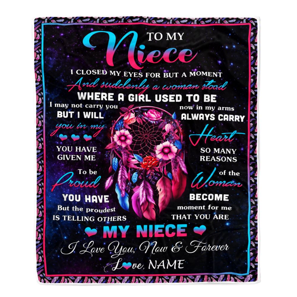 Personalized To My Niece Gifts From Aunt Uncle Blanket Dream Catcher Birthday Gifts For Niece Graduation Valentines Day Christmas Customized Fleece Blanket | teecentury