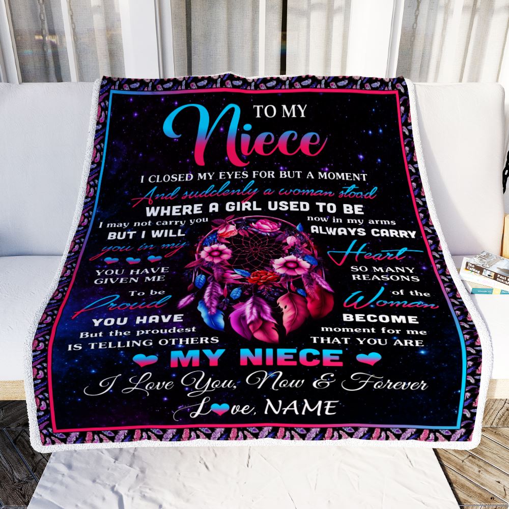 Personalized To My Niece Gifts From Aunt Uncle Blanket Dream Catcher Birthday Gifts For Niece Graduation Valentines Day Christmas Customized Fleece Blanket | teecentury
