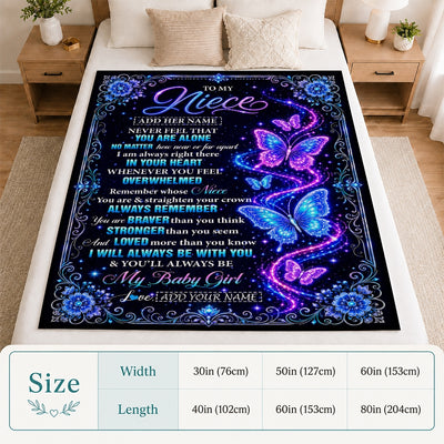 Personalized To My Niece Gifts From Aunt Uncle Blanket Galaxy Butterfly Always Remember Custom Gift For Niece Birthday Graduation Christmas Fleece Blanket | teecentury