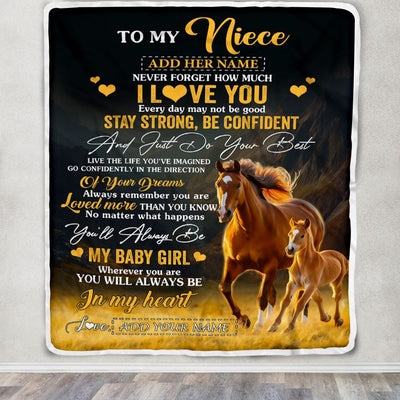 Personalized To My Niece Gifts From Aunt Uncle Blanket Horse Never Forget How Much I Love You Niece Birthday Graduation Christmas Customized Fleece Blanket | teecentury