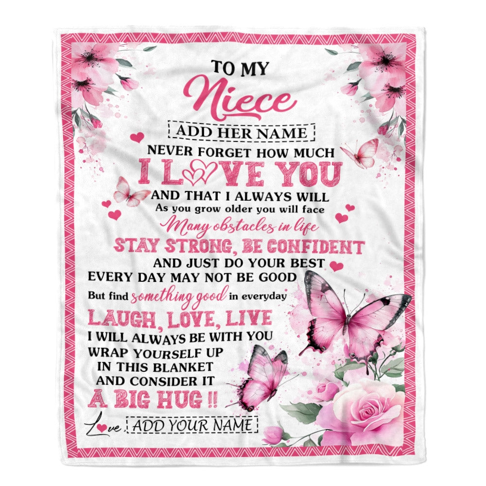 Personalized To My Niece Gifts From Aunt Uncle Blanket I Love You Butterfly Birthday Gifts For Niece Graduation Christmas Customized Fleece Throw Blanket | teecentury