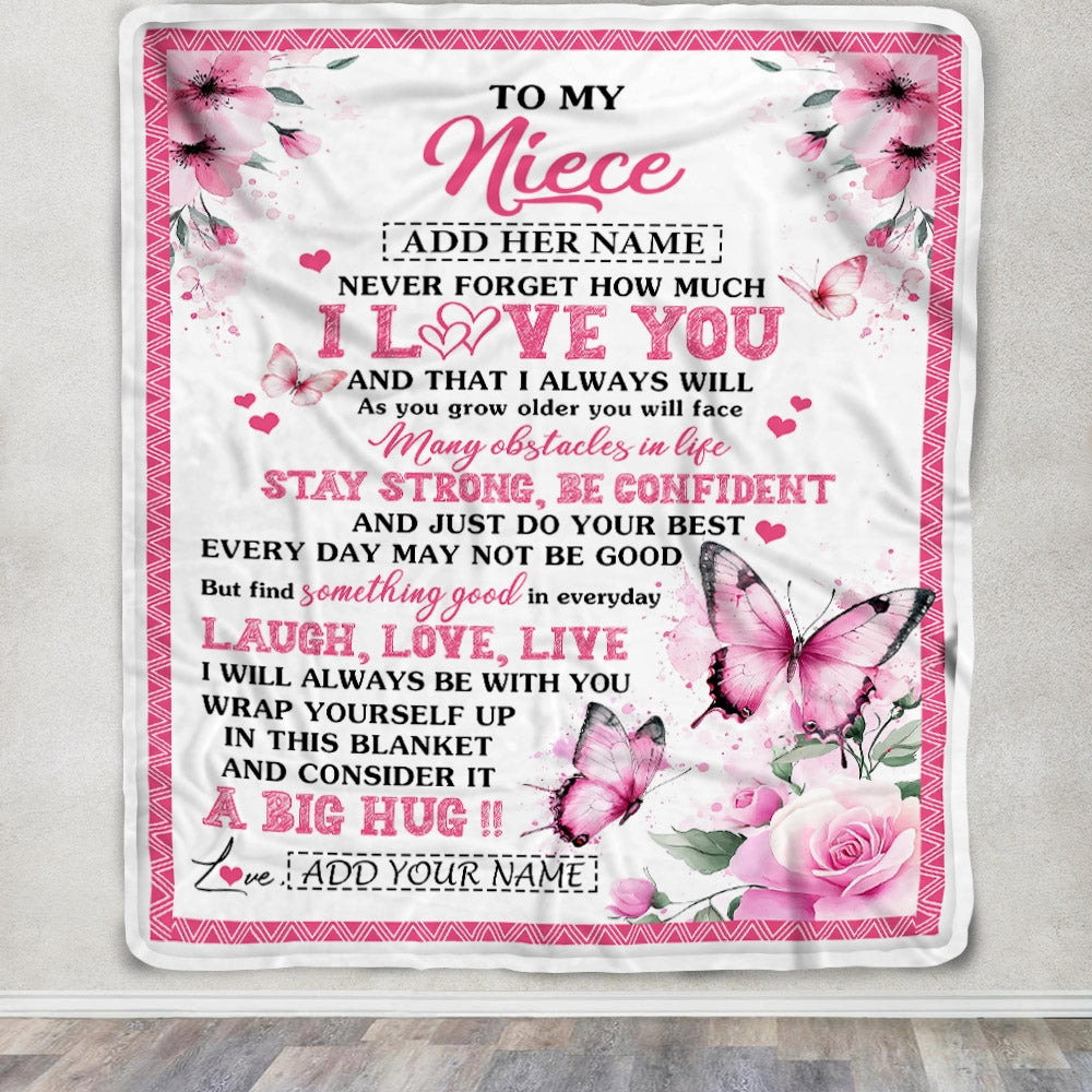 Personalized To My Niece Gifts From Aunt Uncle Blanket I Love You Butterfly Birthday Gifts For Niece Graduation Christmas Customized Fleece Throw Blanket | teecentury