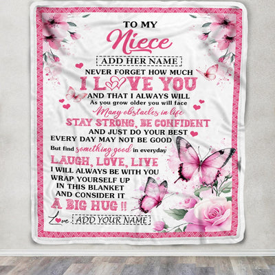 Personalized To My Niece Gifts From Aunt Uncle Blanket I Love You Butterfly Birthday Gifts For Niece Graduation Christmas Customized Fleece Throw Blanket | teecentury