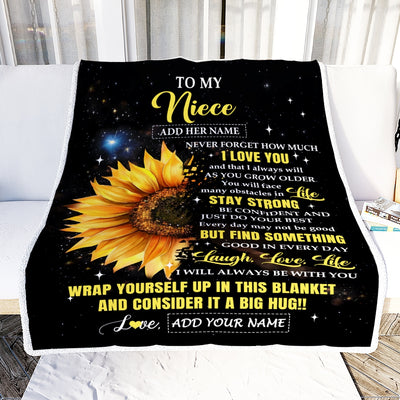 Personalized To My Niece Gifts From Aunt Uncle Blanket Never Forget I Love You Sunflower Niece Birthday Presents Graduation Gifts Christmas Fleece Blanket | teecentury