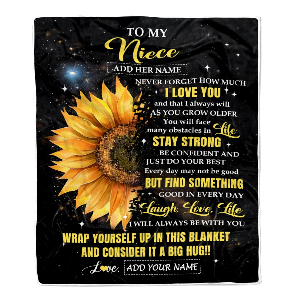 Personalized To My Niece Gifts From Aunt Uncle Blanket Purple Wood How Much I Love You Custom Niece Birthday Gifts Graduation Christmas Fleece Throw Blanket | teecentury