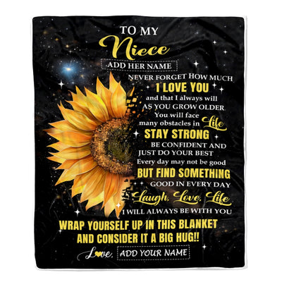 Personalized To My Niece Gifts From Aunt Uncle Blanket Purple Wood How Much I Love You Custom Niece Birthday Gifts Graduation Christmas Fleece Throw Blanket | teecentury