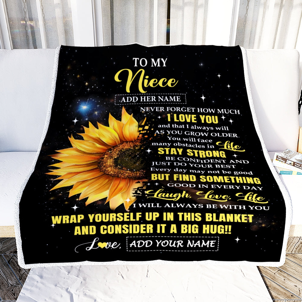 Personalized To My Niece Gifts From Aunt Uncle Blanket Purple Wood How Much I Love You Custom Niece Birthday Gifts Graduation Christmas Fleece Throw Blanket | teecentury