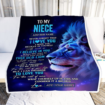 Personalized To My Niece Gifts From Aunt Uncle Blanket This Old Lion Heart Gifts For Niece Birthday Present Graduation Christmas Custom Fleece Throw Blanket | teecentury