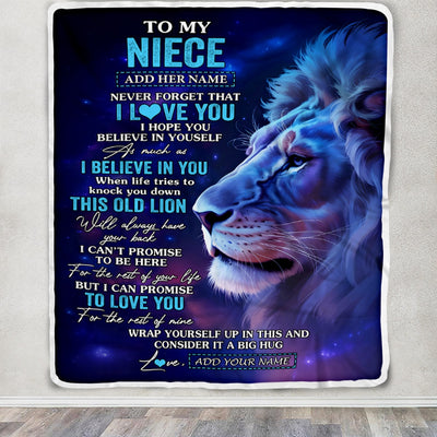 Personalized To My Niece Gifts From Aunt Uncle Blanket This Old Lion Heart Gifts For Niece Birthday Present Graduation Christmas Custom Fleece Throw Blanket | teecentury