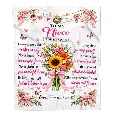 Personalized To My Niece Gifts From Aunt Uncle Blanket You Are Loved Cherished Warm Hug Gift For Niece Birthday Graduation Christmas Custom Fleece Blanket | teecentury