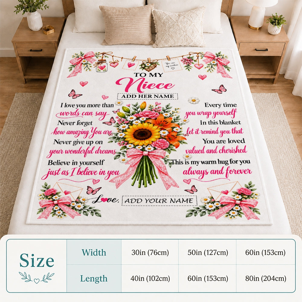 Personalized To My Niece Gifts From Aunt Uncle Blanket You Are Loved Cherished Warm Hug Gift For Niece Birthday Graduation Christmas Custom Fleece Blanket | teecentury