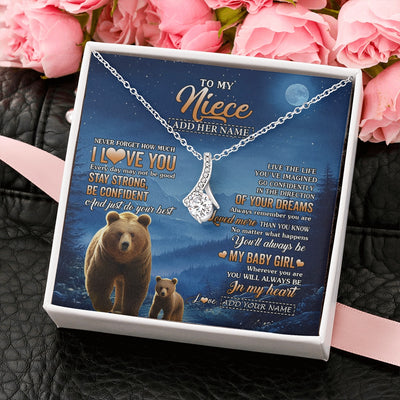 Alluring Beauty Necklace 14K White Gold Finish | 2 | Personalized To My Niece Gifts From Aunt Uncle Necklace Bear Never Forget How Much I Love You Niece Birthday Gifts Graduation Christmas Gift Box Message Card | teecentury.myshopify