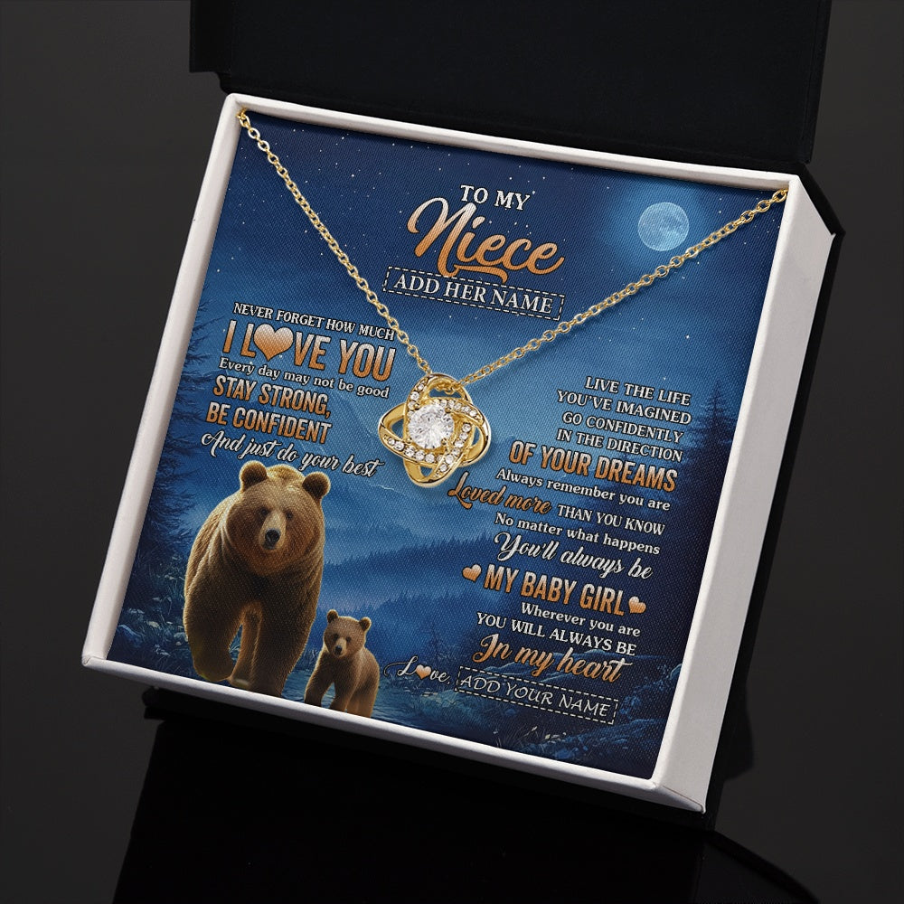 Love Knot Necklace 18K Yellow Gold Finish | 2 | Personalized To My Niece Gifts From Aunt Uncle Necklace Bear Never Forget How Much I Love You Niece Birthday Gifts Graduation Christmas Gift Box Message Card | teecentury.myshopify