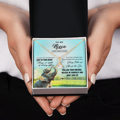 Alluring Beauty Necklace 18K Yellow Gold Finish | 2 | Personalized To My Niece Gifts From Aunt Uncle Necklace Don't Give Up Elephant Gifts For Niece Birthday Graduation Christmas Custom Gift Box Message Card | https://teecentury.