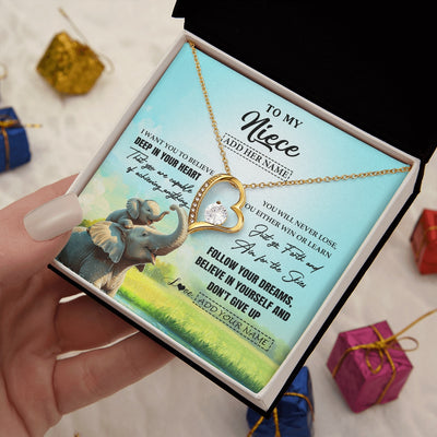 Forever Love Necklace 18K Yellow Gold Finish | 2 | Personalized To My Niece Gifts From Aunt Uncle Necklace Don't Give Up Elephant Gifts For Niece Birthday Graduation Christmas Custom Gift Box Message Card | https://teecentury.