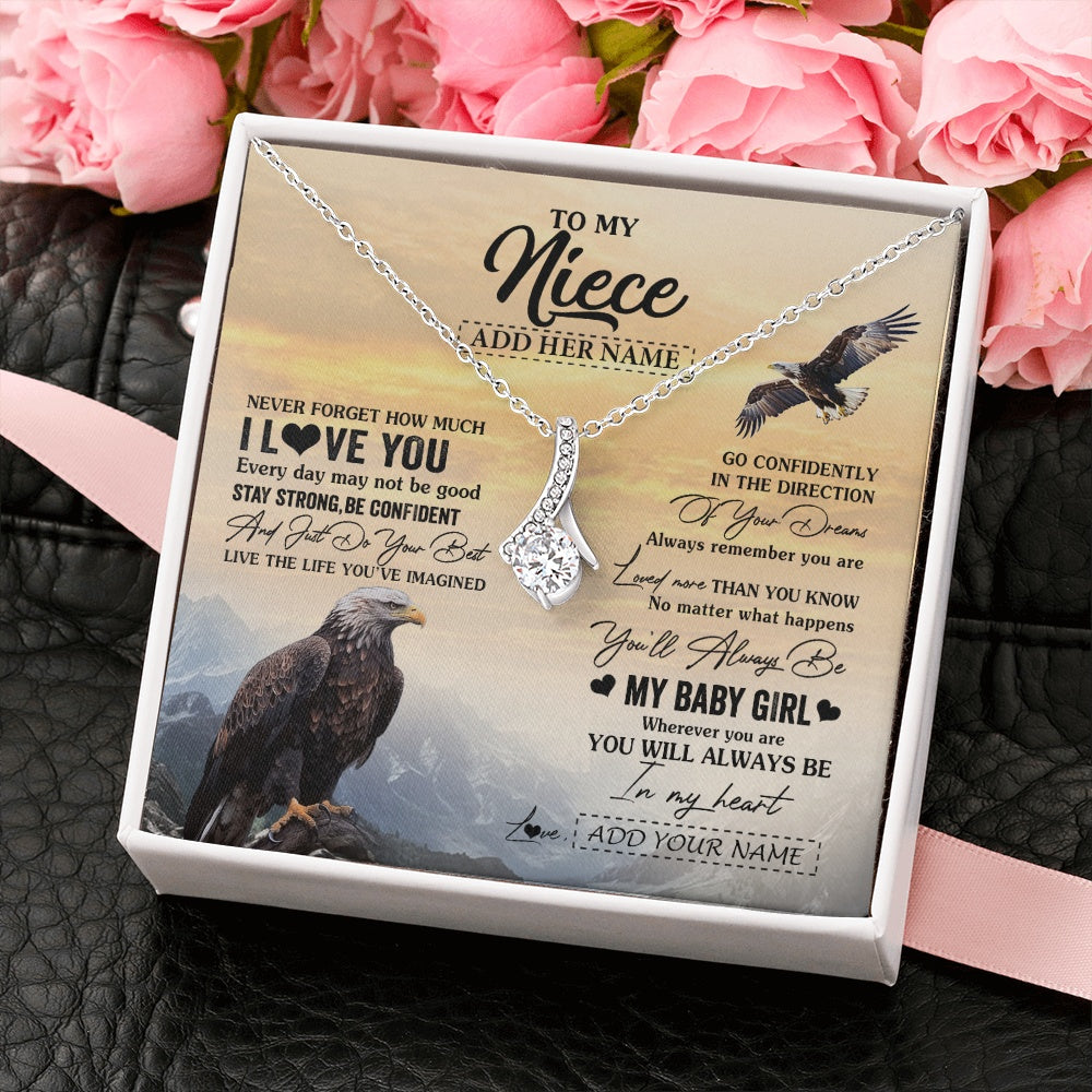 Alluring Beauty Necklace 14K White Gold Finish | 2 | Personalized To My Niece Gifts From Aunt Uncle Necklace Eagle Never Forget How Much I Love You Niece Birthday Graduation Christmas Gift Box Message Card | teecentury.myshopify