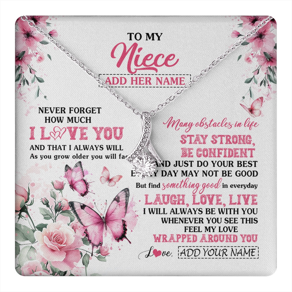 Alluring Beauty Necklace 14K White Gold Finish | 1 | Personalized To My Niece Gifts From Aunt Uncle Necklace I Love You Butterfly Birthday Gifts For Niece Graduation Christmas Custom Gift Box Message Card | https://teecentury.