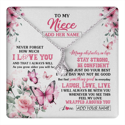 Alluring Beauty Necklace 14K White Gold Finish | 1 | Personalized To My Niece Gifts From Aunt Uncle Necklace I Love You Butterfly Birthday Gifts For Niece Graduation Christmas Custom Gift Box Message Card | https://teecentury.