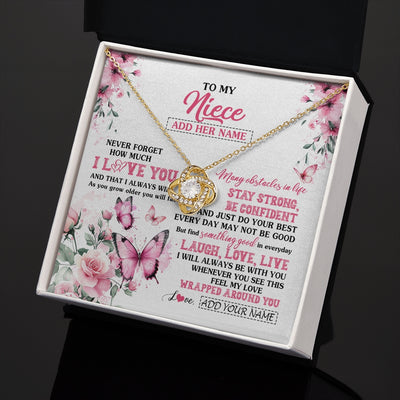 Love Knot Necklace 18K Yellow Gold Finish | 2 | Personalized To My Niece Gifts From Aunt Uncle Necklace I Love You Butterfly Birthday Gifts For Niece Graduation Christmas Custom Gift Box Message Card | https://teecentury.