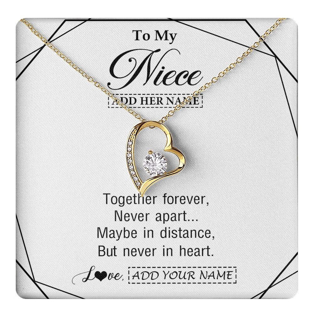 Forever Love Necklace 18K Yellow Gold Finish | 1 | Personalized To My Niece Gifts From Aunt Uncle Necklace Together Forever With Heartfelt Message Niece Birthday Graduation Christmas Gift Box Message Card | https://teecentury.