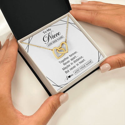 Interlocking Hearts Necklace 18K Yellow Gold Finish | 2 | Personalized To My Niece Gifts From Aunt Uncle Necklace Together Forever With Heartfelt Message Niece Birthday Graduation Christmas Gift Box Message Card | https://teecentury.