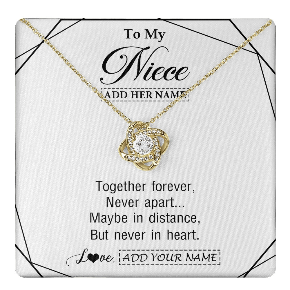 Love Knot Necklace 18K Yellow Gold Finish | 1 | Personalized To My Niece Gifts From Aunt Uncle Necklace Together Forever With Heartfelt Message Niece Birthday Graduation Christmas Gift Box Message Card | https://teecentury.