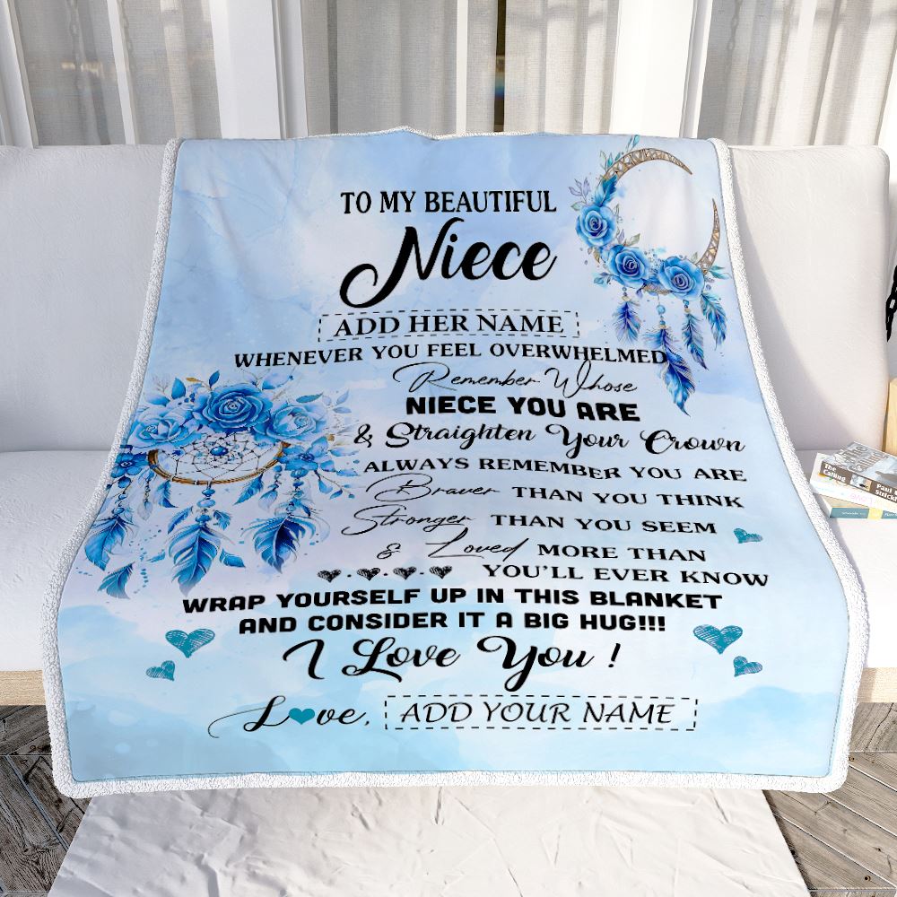 Personalized To My Niece Gifts From Aunt Uncle Niece Blanket Dream Catcher Blue Niece Birthday Gifts Graduation Christmas Customized Fleece Throw Blanket | teecentury