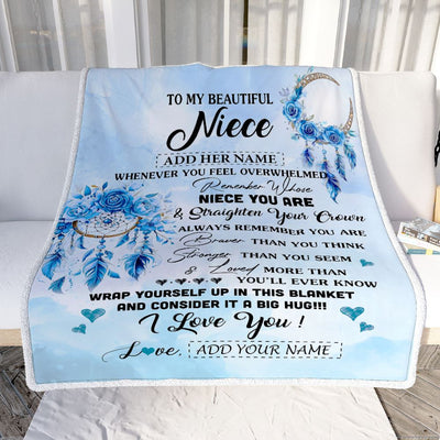 Personalized To My Niece Gifts From Aunt Uncle Niece Blanket Dream Catcher Blue Niece Birthday Gifts Graduation Christmas Customized Fleece Throw Blanket | teecentury