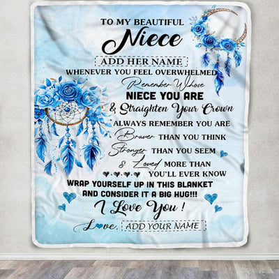 Personalized To My Niece Gifts From Aunt Uncle Niece Blanket Dream Catcher Blue Niece Birthday Gifts Graduation Christmas Customized Fleece Throw Blanket | teecentury