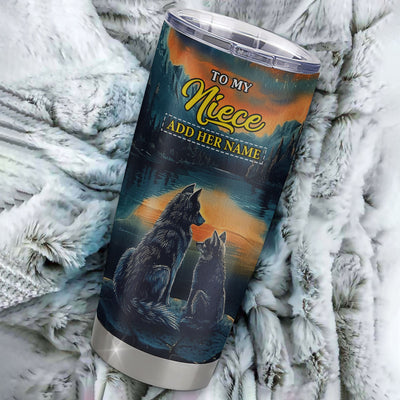 Personalized To My Niece Gifts From Aunt Uncle Tumbler Don't Give Up Wolf Gifts For Niece Birthday Graduation Christmas Custom Stainless Steel Cup Travel Mug | teecentury