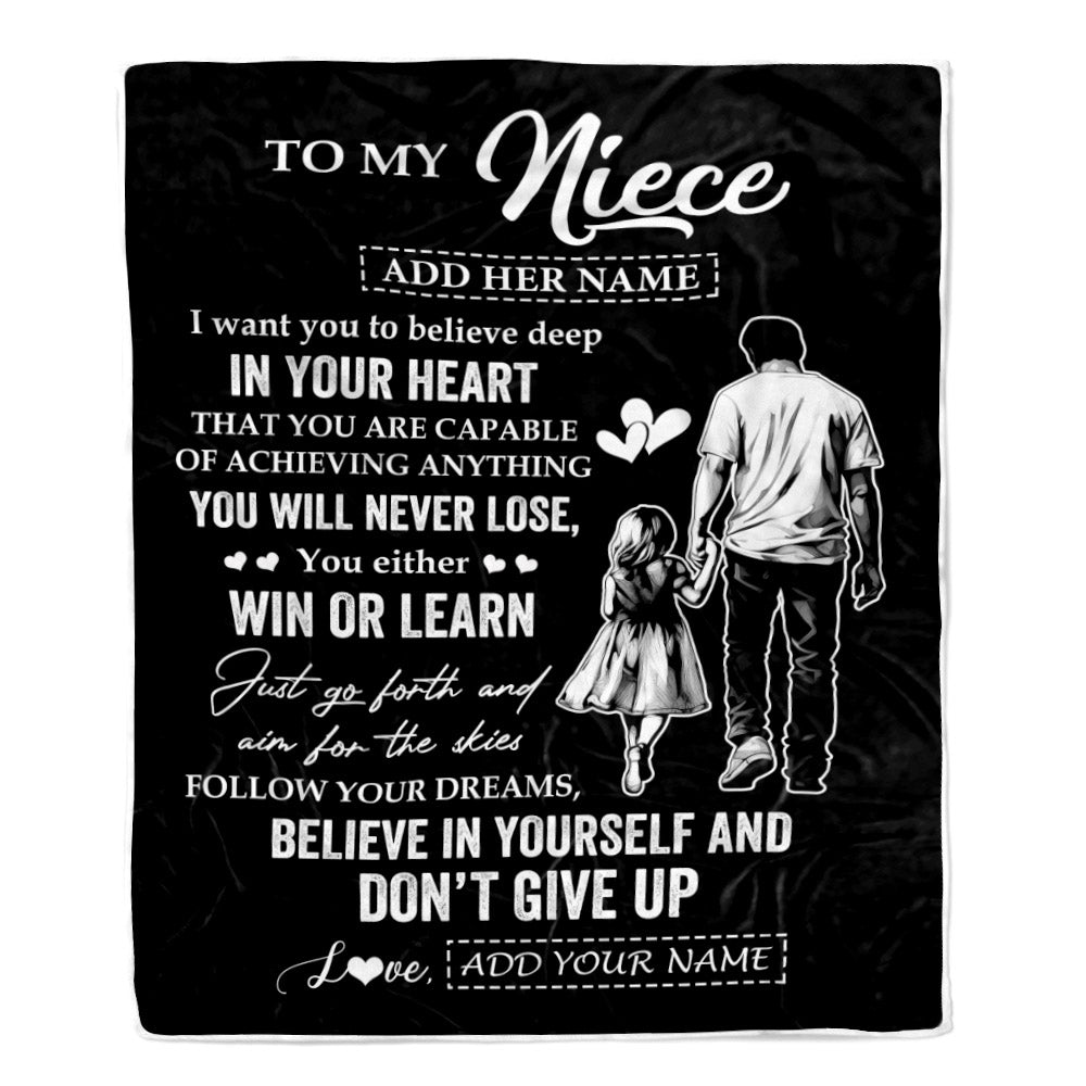 Personalized To My Niece Gifts From Uncle Blanket Don't Give Up Uncle Gifts For Niece Birthday Graduation Christmas Customized Fleece Throw Blanket | teecentury