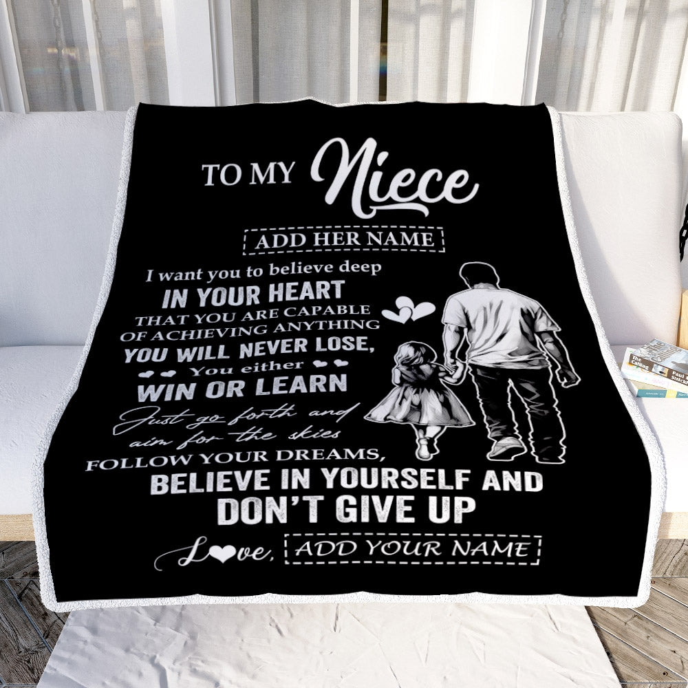 Personalized To My Niece Gifts From Uncle Blanket Don't Give Up Uncle Gifts For Niece Birthday Graduation Christmas Customized Fleece Throw Blanket | teecentury