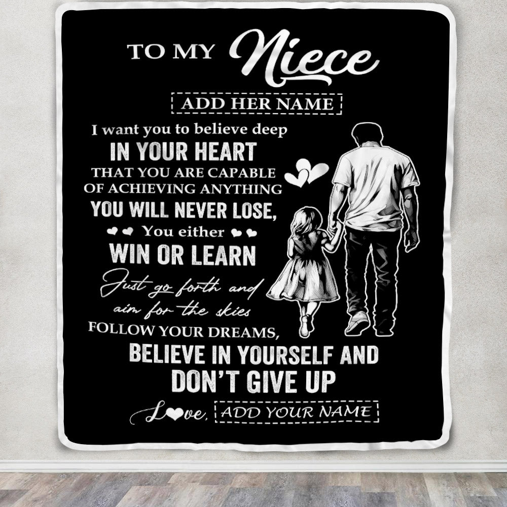 Personalized To My Niece Gifts From Uncle Blanket Don't Give Up Uncle Gifts For Niece Birthday Graduation Christmas Customized Fleece Throw Blanket | teecentury