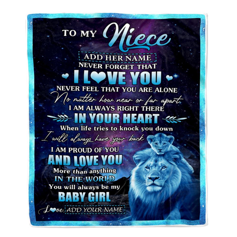 Personalized To My Niece Gifts From Uncle Blanket I Love You Lion Birthday Gift Ideas For Niece Graduation Christmas Customized Fleece Throw Blanket | teecentury
