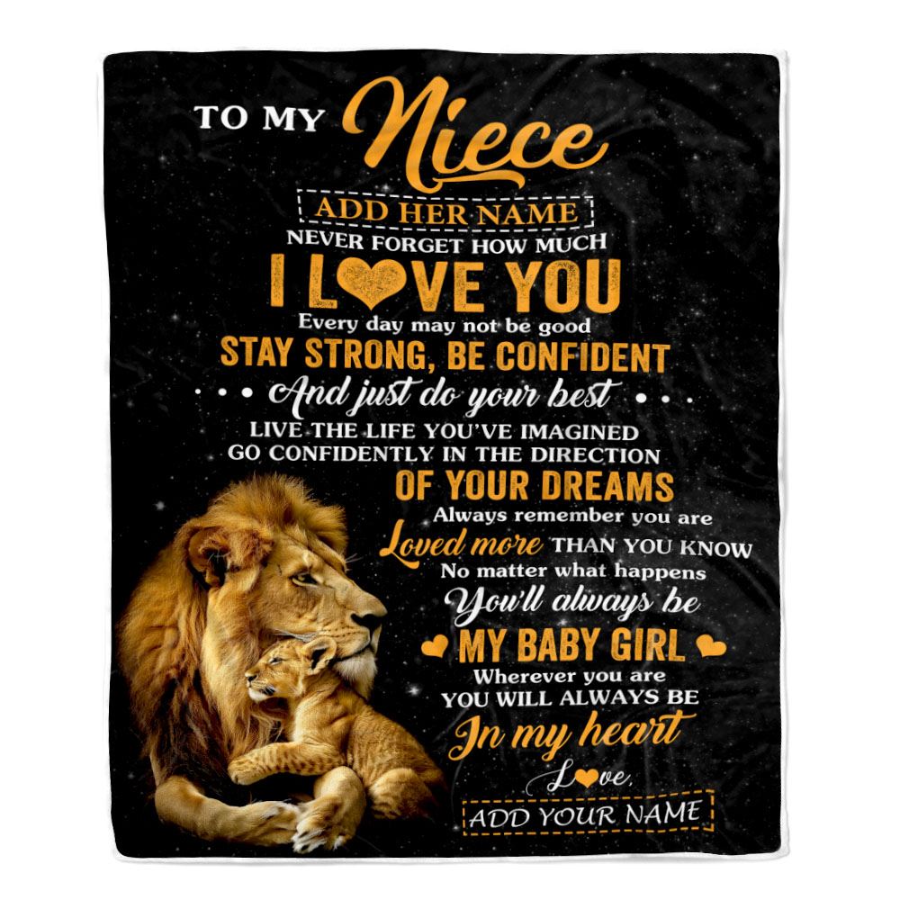 Personalized To My Niece Gifts From Uncle Blanket Lion Never Forget How Much I Love You Niece Birthday Gifts Graduation Christmas Fleece Blanket | teecentury