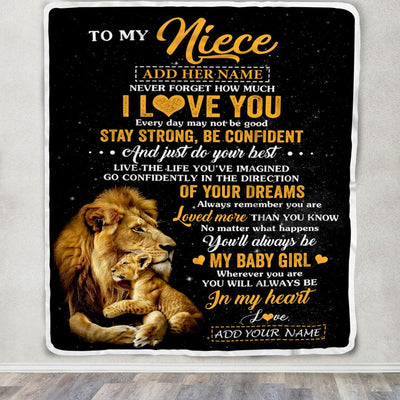 Personalized To My Niece Gifts From Uncle Blanket Lion Never Forget How Much I Love You Niece Birthday Gifts Graduation Christmas Fleece Blanket | teecentury