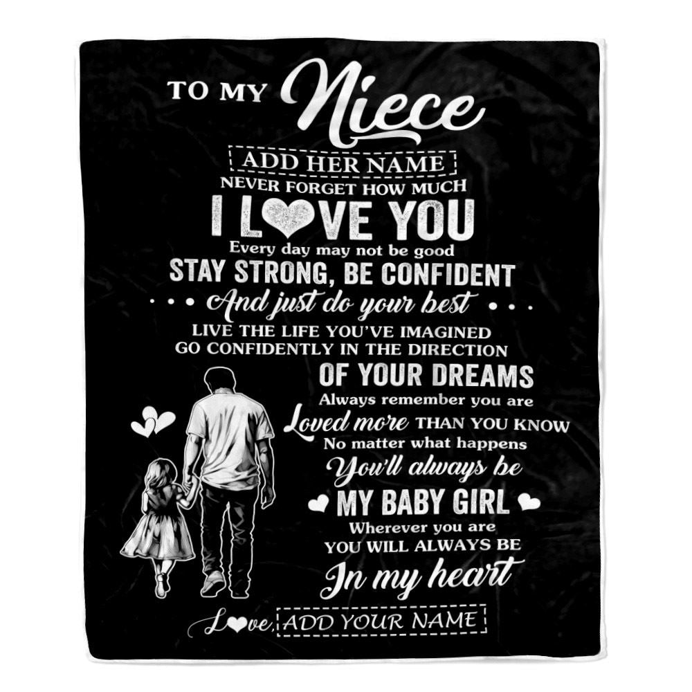 Personalized To My Niece Gifts From Uncle Blanket Never Forget How Much I Love You Niece Birthday Graduation Christmas Customized Fleece Throw Blanket | teecentury