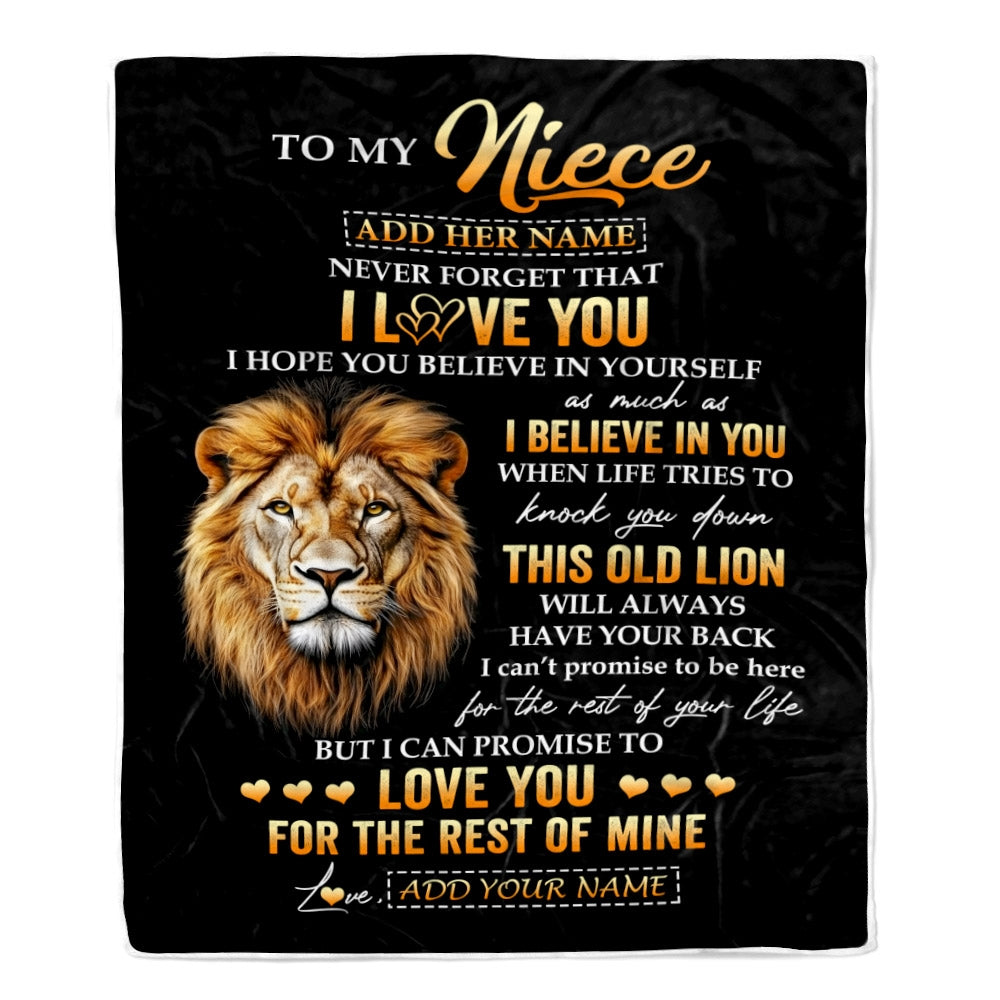 Personalized To My Niece Gifts From Uncle Blanket Old Lion Love You Niece Birthday Gifts Graduation Christmas Customized Fleece Throw Blanket | teecentury