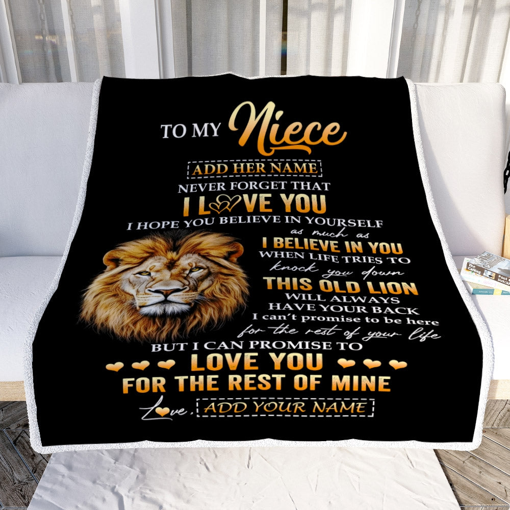 Personalized To My Niece Gifts From Uncle Blanket Old Lion Love You Niece Birthday Gifts Graduation Christmas Customized Fleece Throw Blanket | teecentury