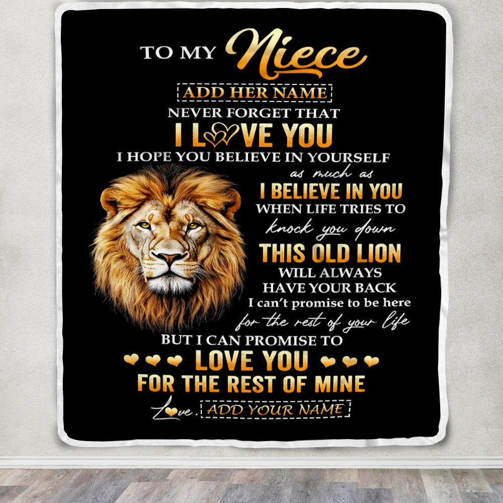 Personalized To My Niece Gifts From Uncle Blanket Old Lion Love You Niece Birthday Gifts Graduation Christmas Customized Fleece Throw Blanket | teecentury