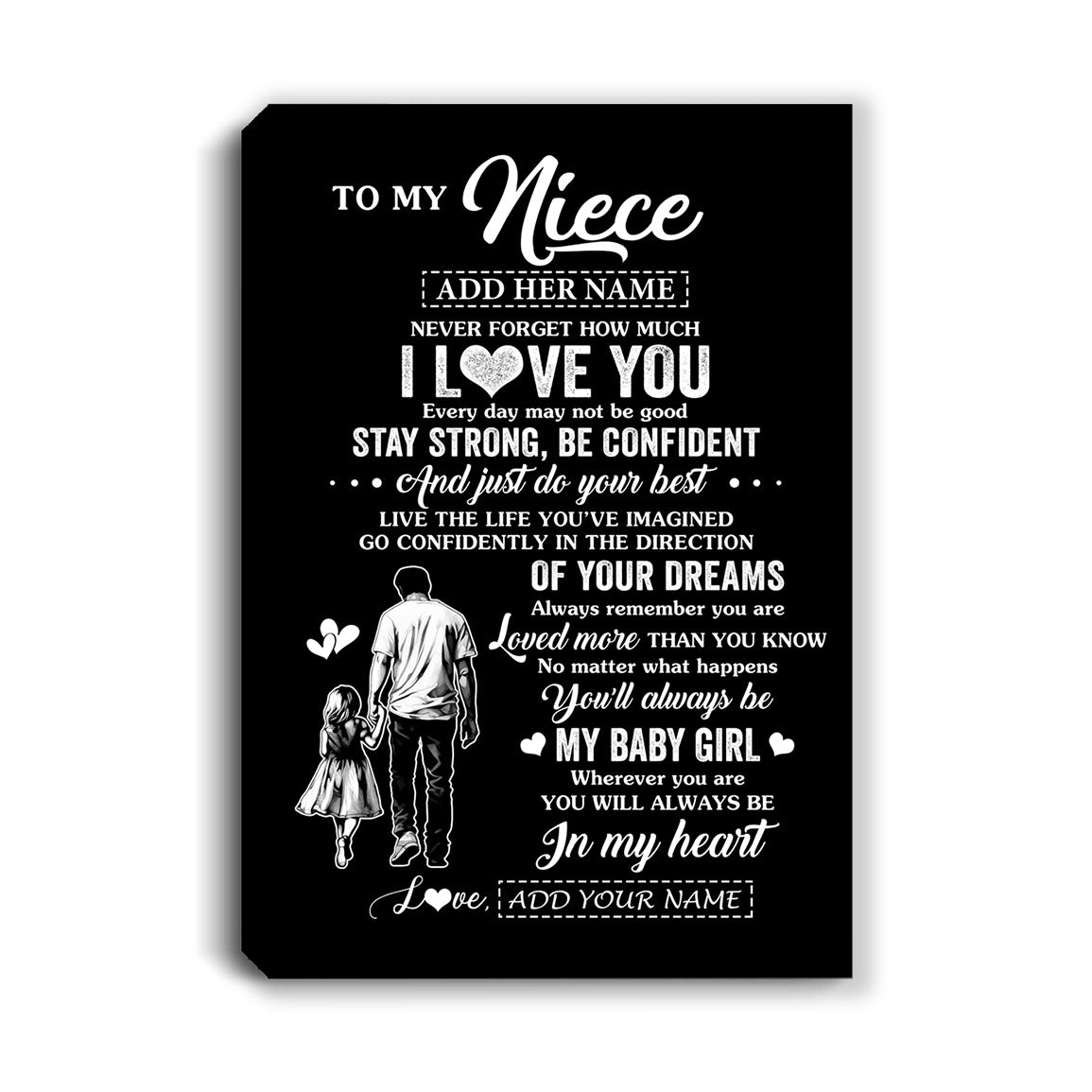 Personalized To My Niece Gifts From Uncle Canvas Never Forget How Much I Love You Niece Birthday Graduation Christmas Gift Custom Wall Art Framed Canvas | teecentury