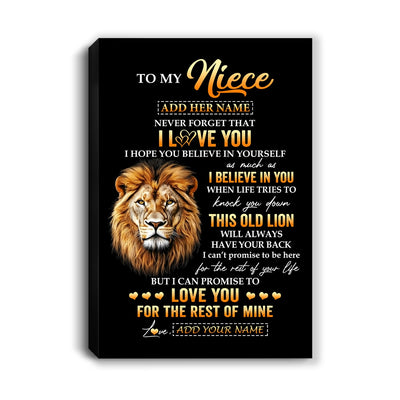 Personalized To My Niece Gifts From Uncle Canvas Old Lion Love You Niece Birthday Gifts Graduation Christmas Custom Wall Art Print Framed Canvas | teecentury